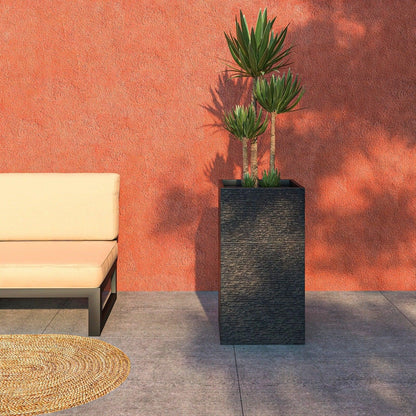 Basalt Fiberstone and MgO Clay Modern Tall Square Planter Pot for Indoor and Outdoor - Elax Furniture