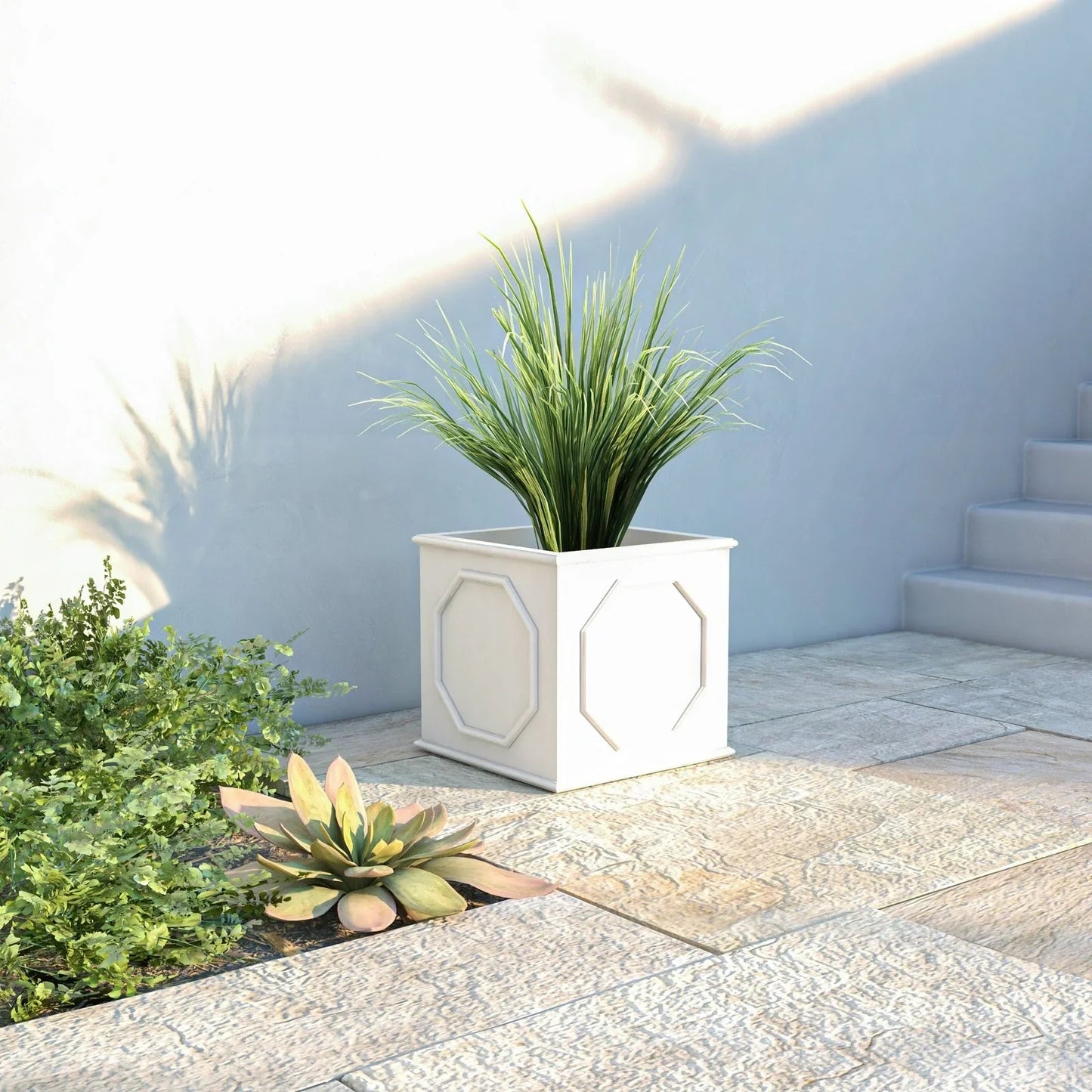 Sprout Modern Square Fiberstone and MGO Clay Planter for Indoor and Outdoor - Elax Furniture