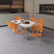 Opulent Modern Plastic Dining Chair in Chrome Metal Legs - Elax Furniture