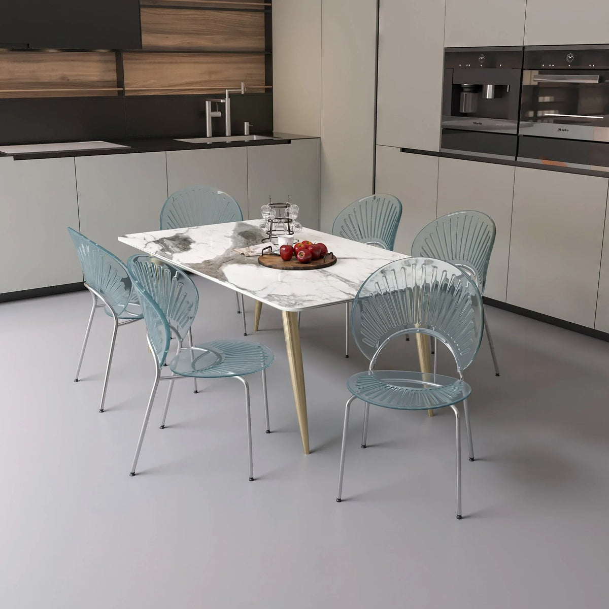 Opulent Modern Plastic Dining Chair in Chrome Metal Legs - Elax Furniture
