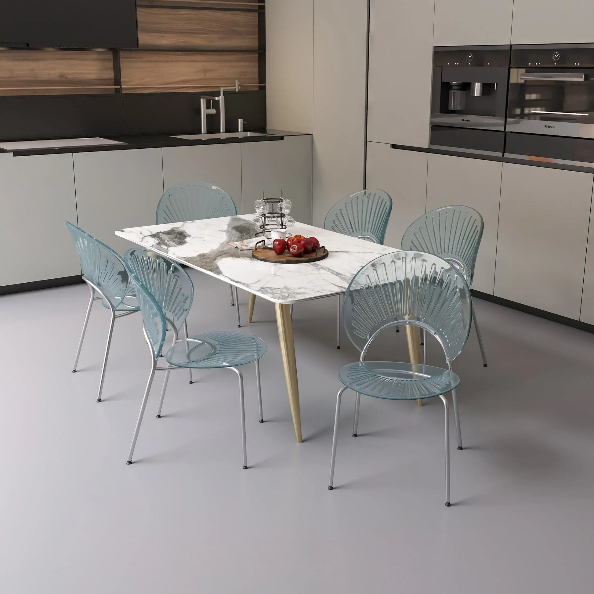 Opulent Modern Plastic Dining Chair in Chrome Metal Legs - Elax Furniture