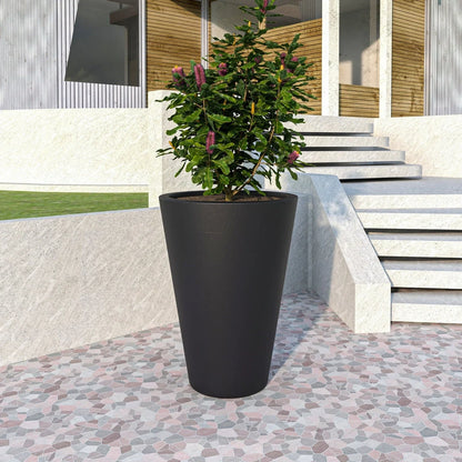 Pebble Modern Fiberstone and MGO Clay Tapered Round Planter for Indoor and Outdoor - Elax Furniture