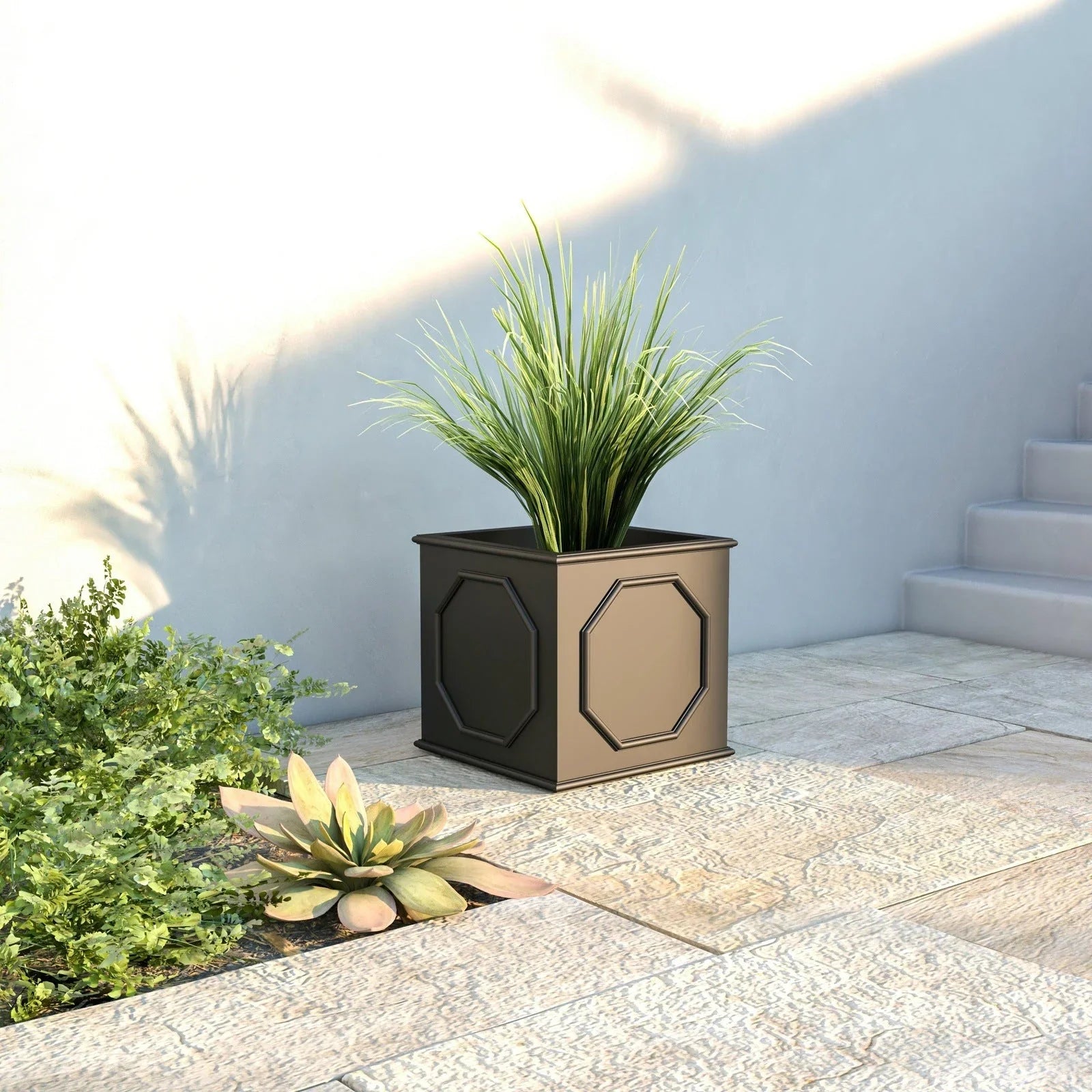 Sprout Modern Square Fiberstone and MGO Clay Planter for Indoor and Outdoor - Elax Furniture