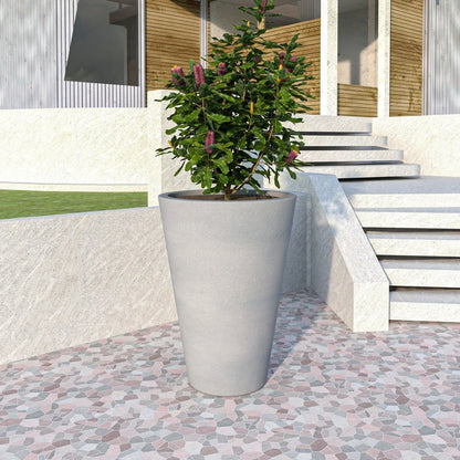 Pebble Modern Fiberstone and MGO Clay Tapered Round Planter for Indoor and Outdoor - Elax Furniture