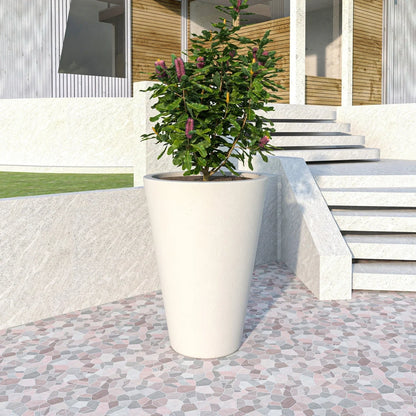 Pebble Modern Fiberstone and MGO Clay Tapered Round Planter for Indoor and Outdoor - Elax Furniture