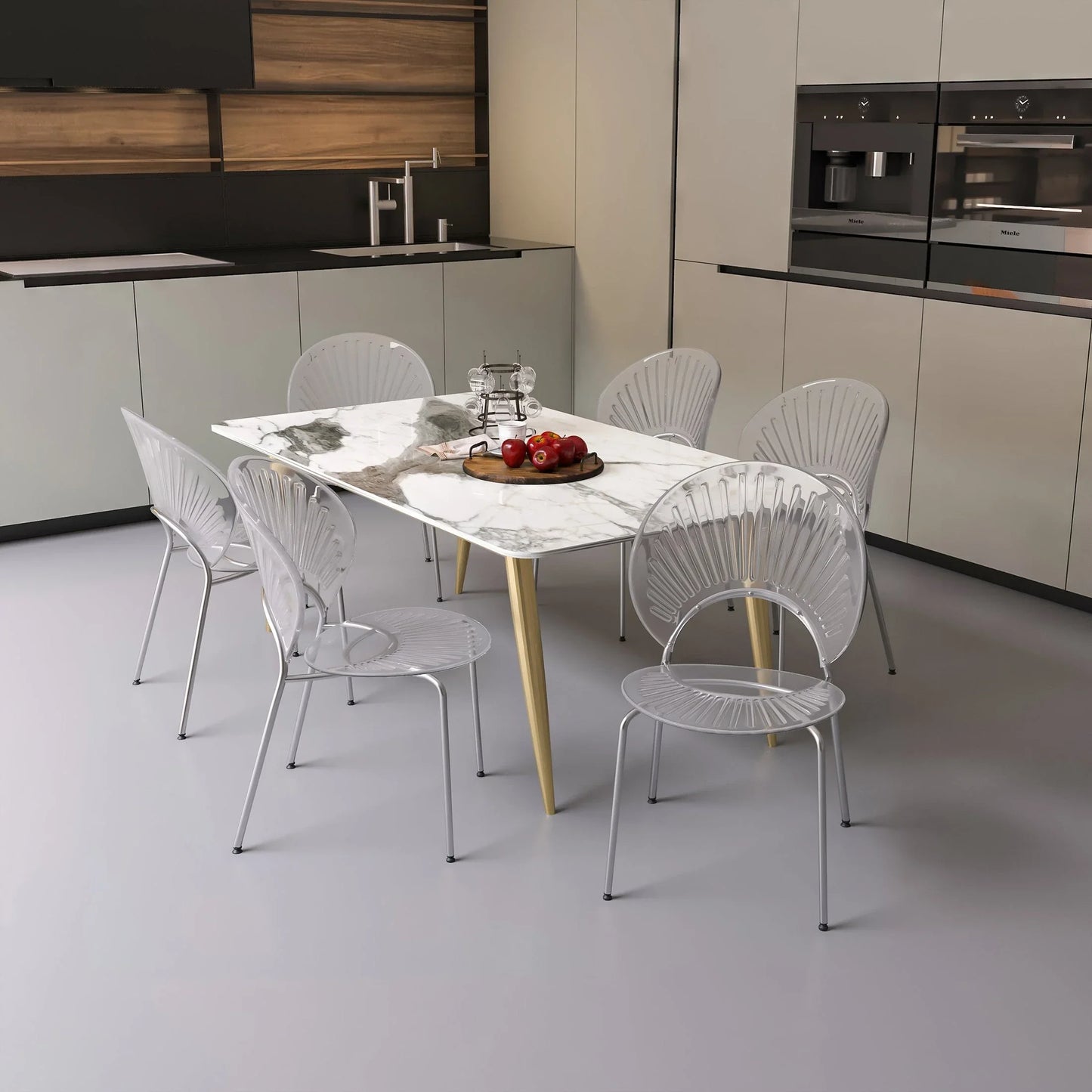 Opulent Modern Plastic Dining Chair in Chrome Metal Legs - Elax Furniture