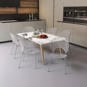Opulent Modern Plastic Dining Chair in Chrome Metal Legs - Elax Furniture
