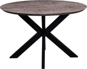 Ravenna 47-Inch Solid Wood Round Dining Table X-Shape Metal Legs