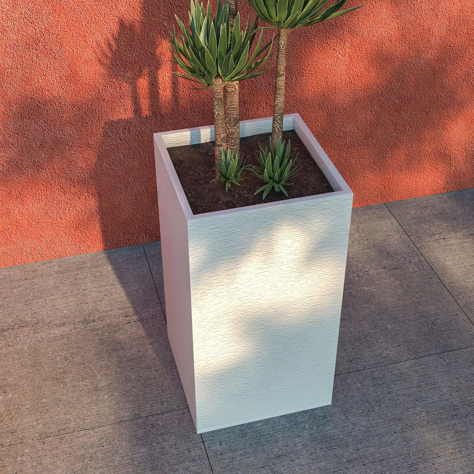 Basalt Fiberstone and MgO Clay Modern Tall Square Planter Pot for Indoor and Outdoor - Elax Furniture