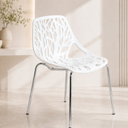 Asbury Polypropylene Dining Side Chair with Forest Cut-Out Design in Chrome
