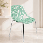 Asbury Polypropylene Dining Side Chair with Forest Cut-Out Design in Chrome