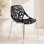 Asbury Polypropylene Dining Side Chair with Forest Cut-Out Design in Chrome