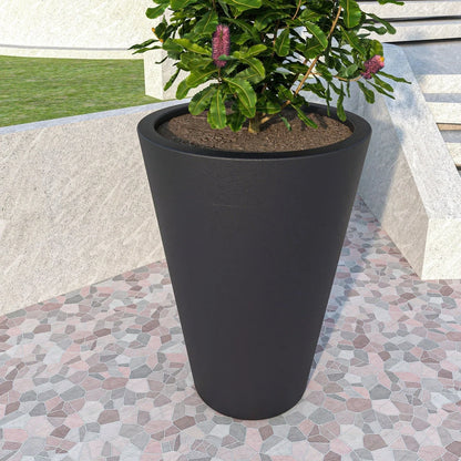 Pebble Modern Fiberstone and MGO Clay Tapered Round Planter for Indoor and Outdoor - Elax Furniture