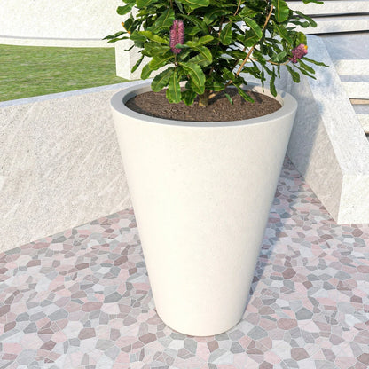Pebble Modern Fiberstone and MGO Clay Tapered Round Planter for Indoor and Outdoor - Elax Furniture