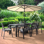 Chelsea 9-Piece Modern Outdoor Dining Set in Black Aluminum with Removable Cushions - Elax Furniture