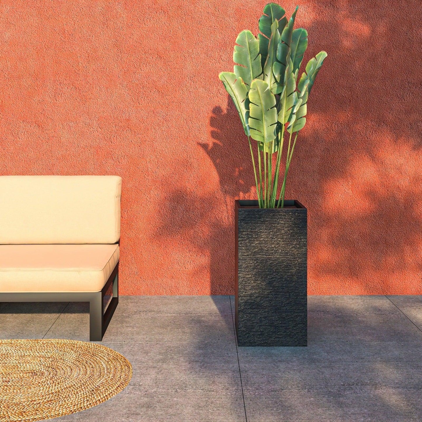 Basalt Fiberstone and MgO Clay Modern Tall Square Planter Pot for Indoor and Outdoor - Elax Furniture