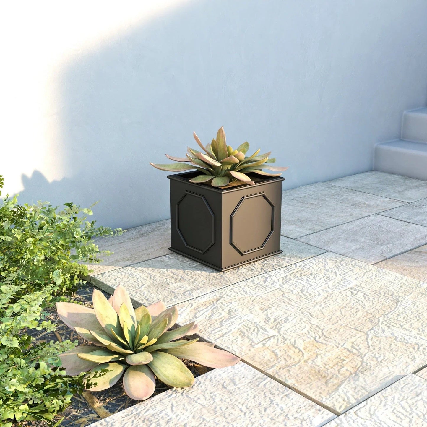 Sprout Modern Square Fiberstone and MGO Clay Planter for Indoor and Outdoor - Elax Furniture