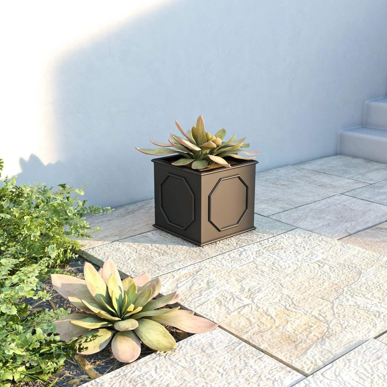 Sprout Modern Square Fiberstone and MGO Clay Planter for Indoor and Outdoor - Elax Furniture