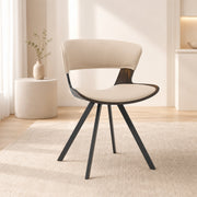 Nymia Upholstered Dining Chair With Saddle Seat Design and Iron Legs