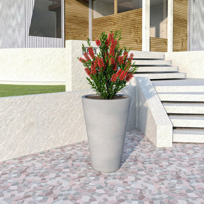 Pebble Modern Fiberstone and MGO Clay Tapered Round Planter for Indoor and Outdoor - Elax Furniture