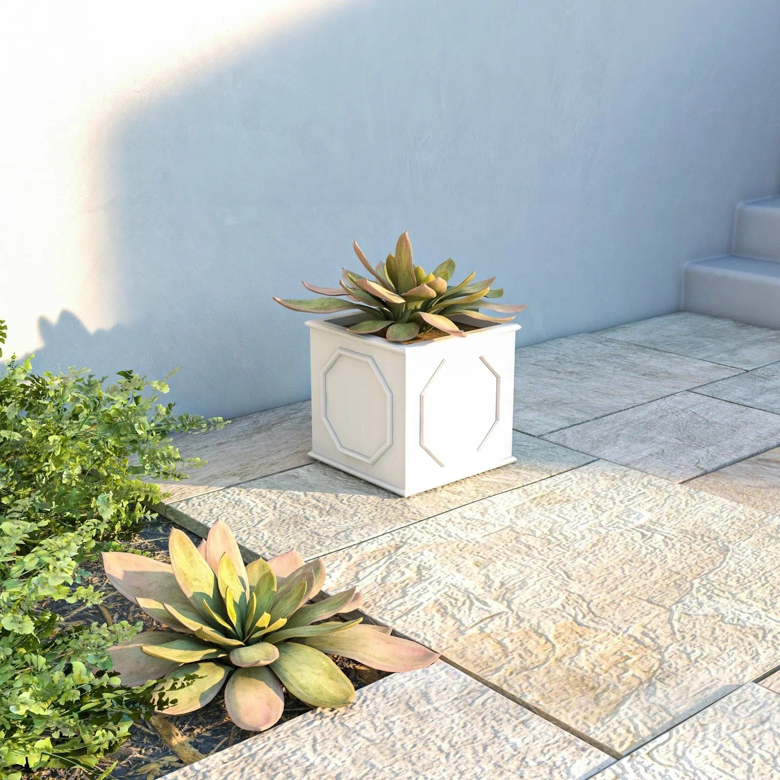 Sprout Modern Square Fiberstone and MGO Clay Planter for Indoor and Outdoor - Elax Furniture