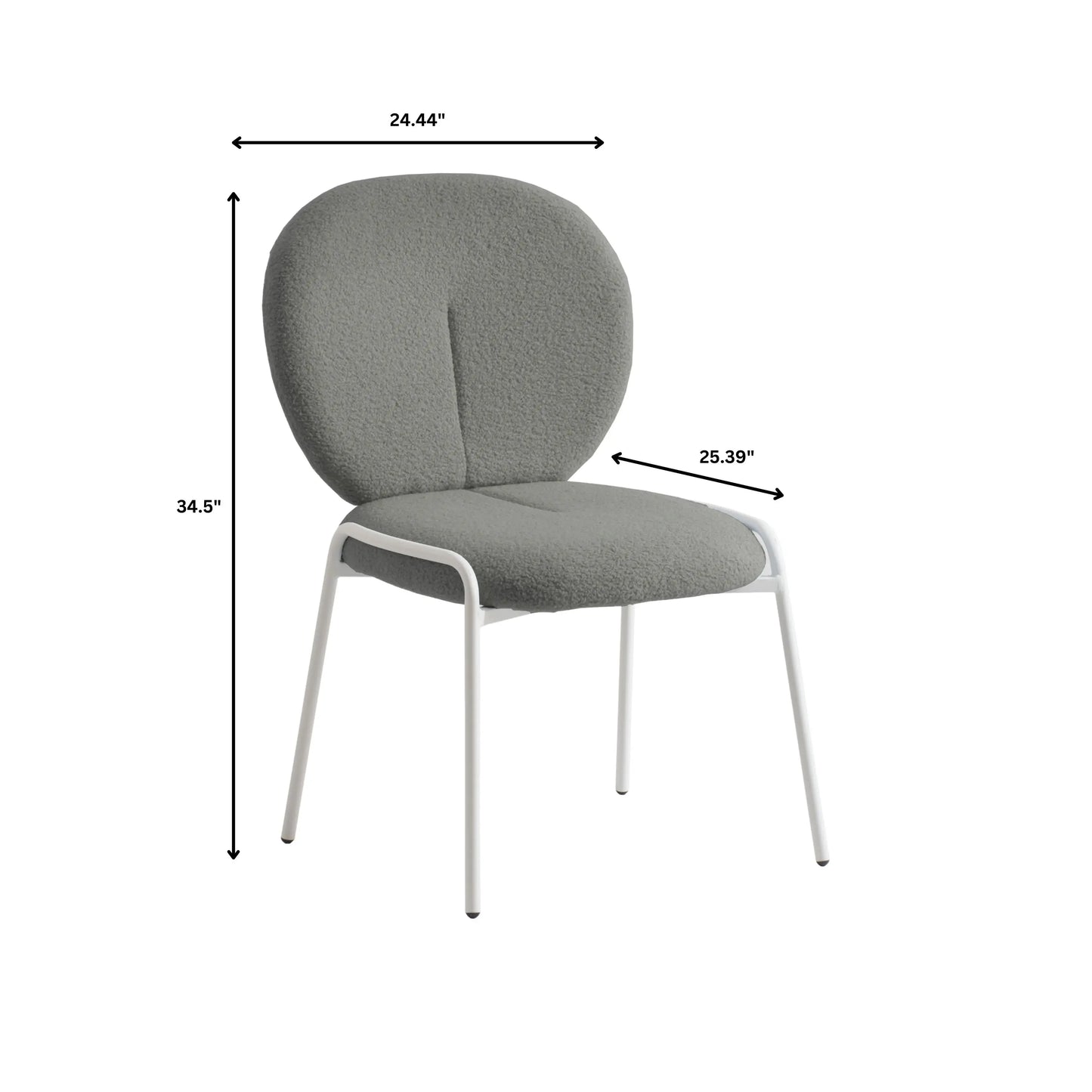 Celestial Boucle Dining Chairs with White Powder-Coated Iron Frame Set of 4 - Elax Furniture