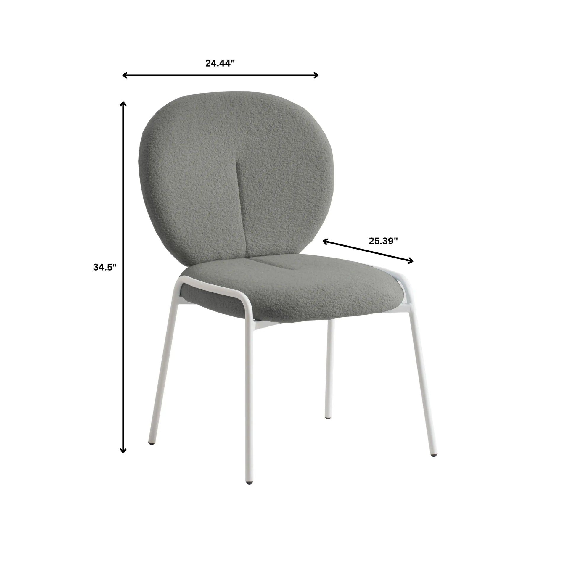 Celestial Boucle Dining Chairs with White Powder-Coated Iron Frame Set of 4 - Elax Furniture