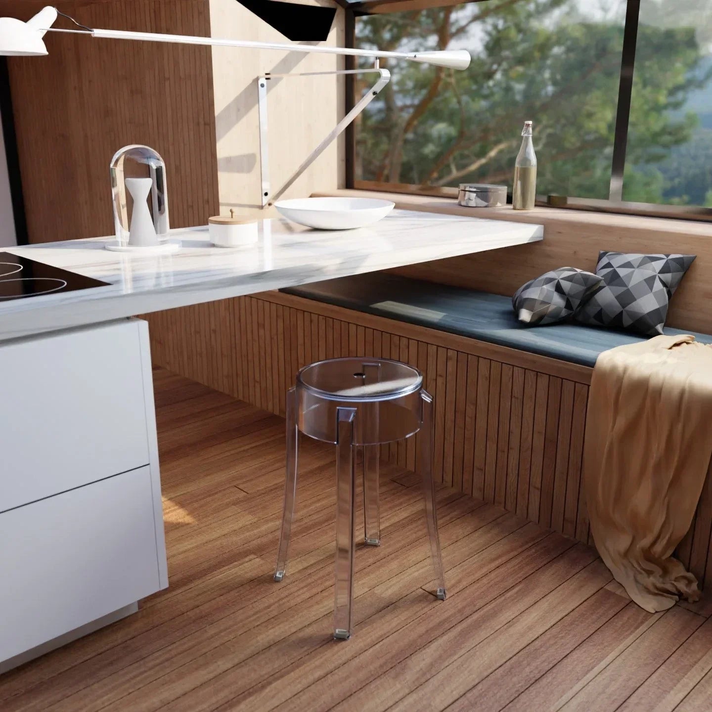 Averill Modern Plastic Dining Stool with Sturdy Seat and Legs for Kitchen and Dining Room - Elax Furniture