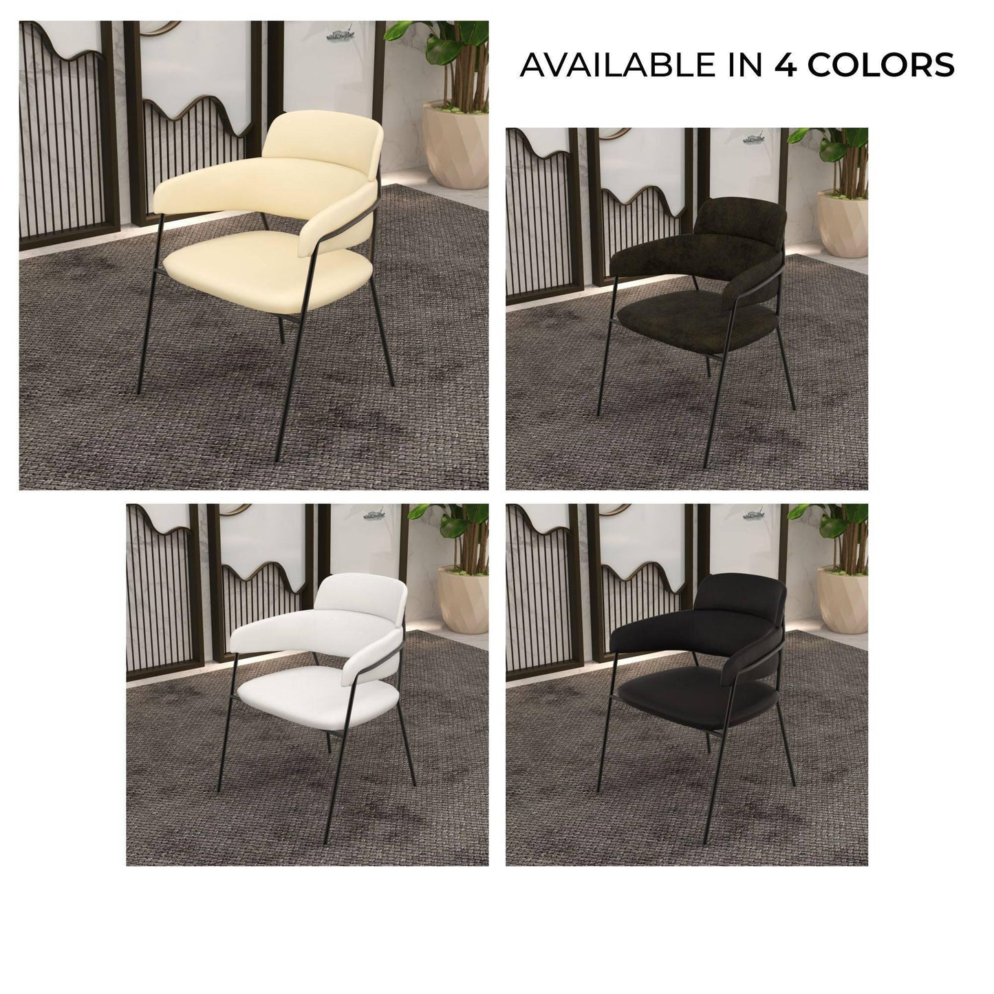 Axis Upholstered Dining Chair with Powder-Coated Stainless Steel Legs Set of 2 - Elax Furniture