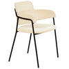 Axis Upholstered Dining Chair with Curved Open-Back and Arms and Black Stainless Steel Legs