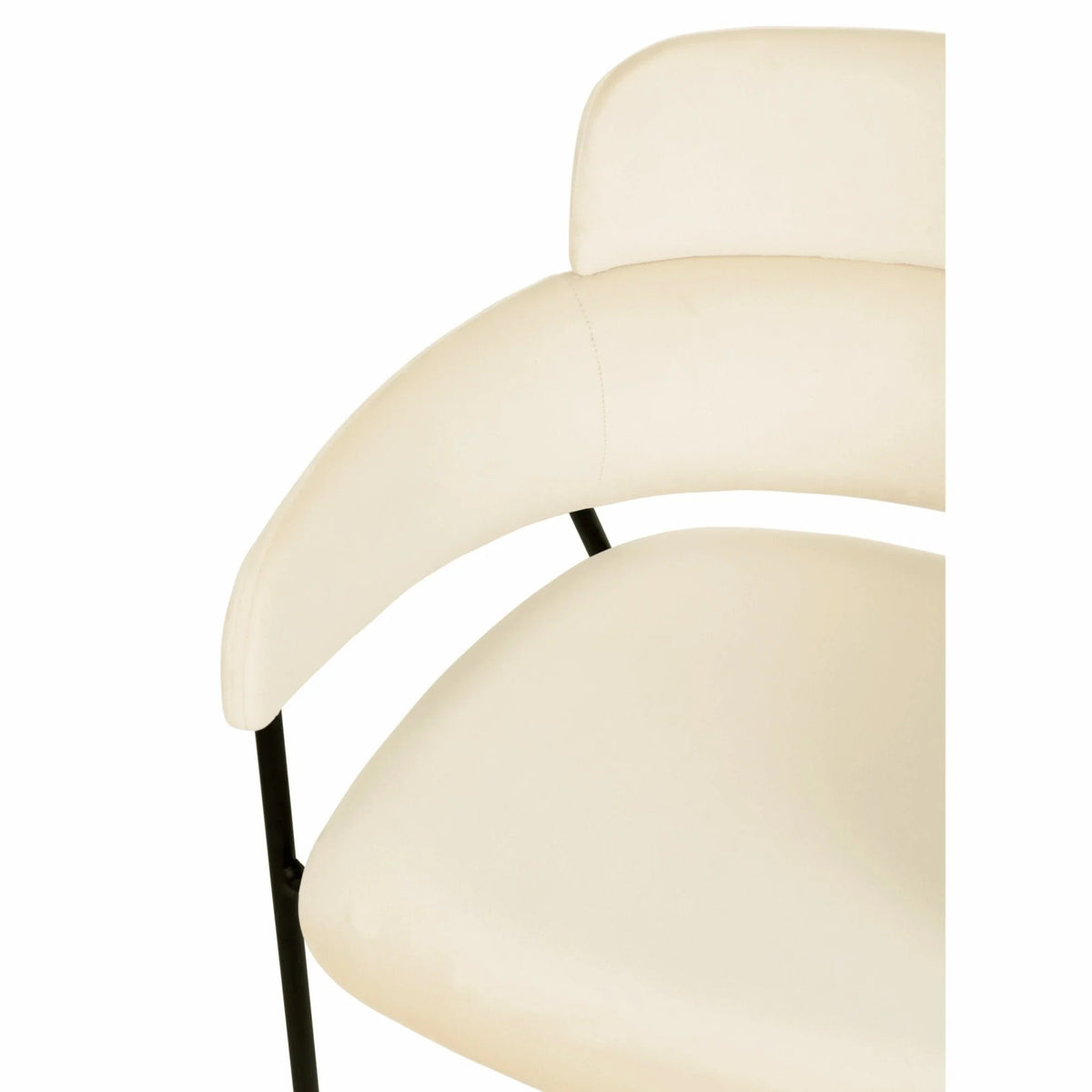 Axis Upholstered Dining Chair with Curved Open-Back and Arms and Black Stainless Steel Legs - Elax Furniture