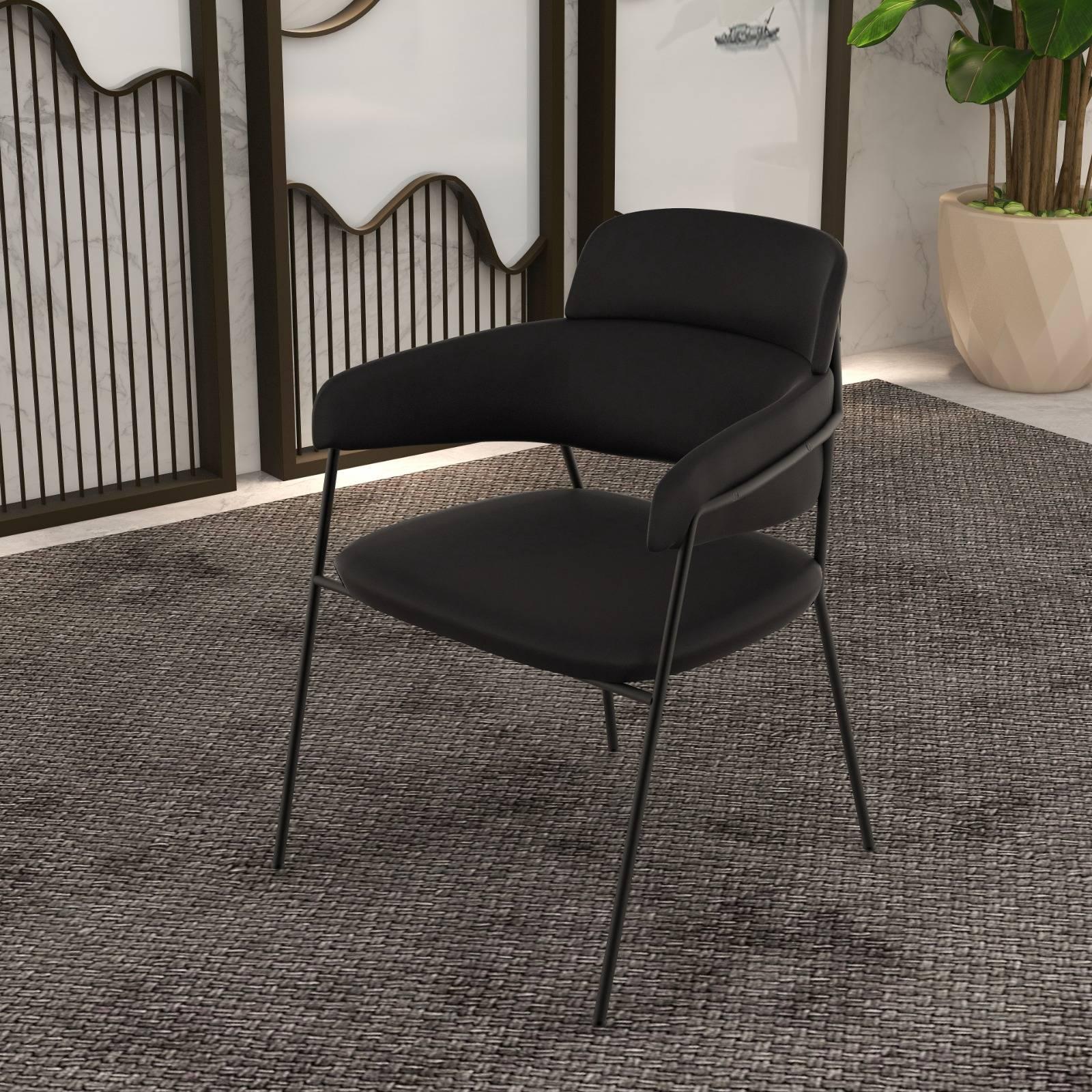 Axis Upholstered Dining Chair with Powder-Coated Stainless Steel Legs Set of 2 - Elax Furniture