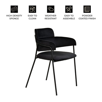 Axis Upholstered Dining Chair with Powder-Coated Stainless Steel Legs Set of 2 - Elax Furniture