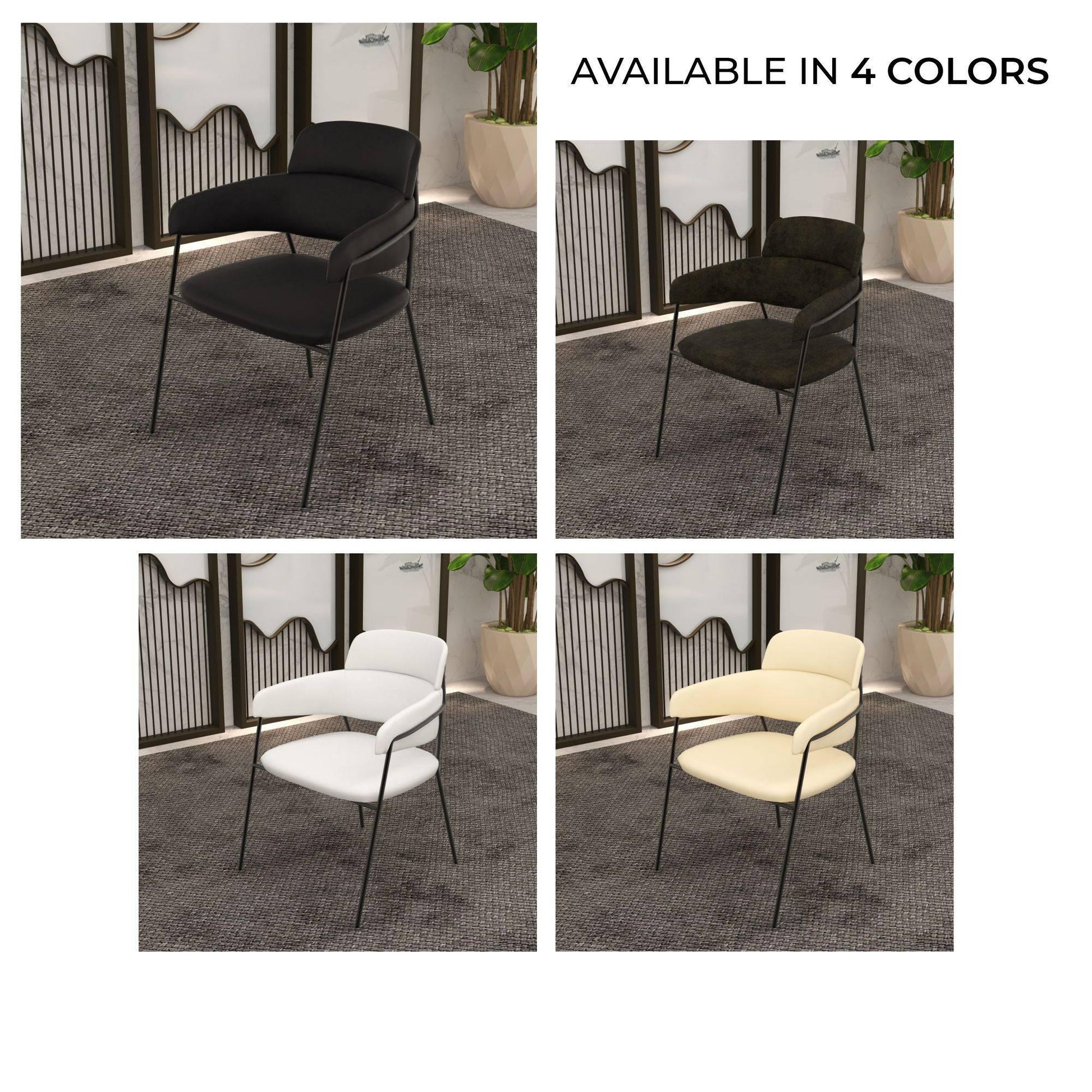 Axis Upholstered Dining Chair with Powder-Coated Stainless Steel Legs Set of 2 - Elax Furniture
