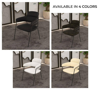 Axis Upholstered Dining Chair with Powder-Coated Stainless Steel Legs Set of 2 - Elax Furniture