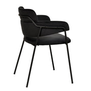 Axis Upholstered Dining Chair with Curved Open-Back and Arms and Black Stainless Steel Legs - Elax Furniture