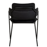 Axis Upholstered Dining Chair with Curved Open-Back and Arms and Black Stainless Steel Legs - Elax Furniture