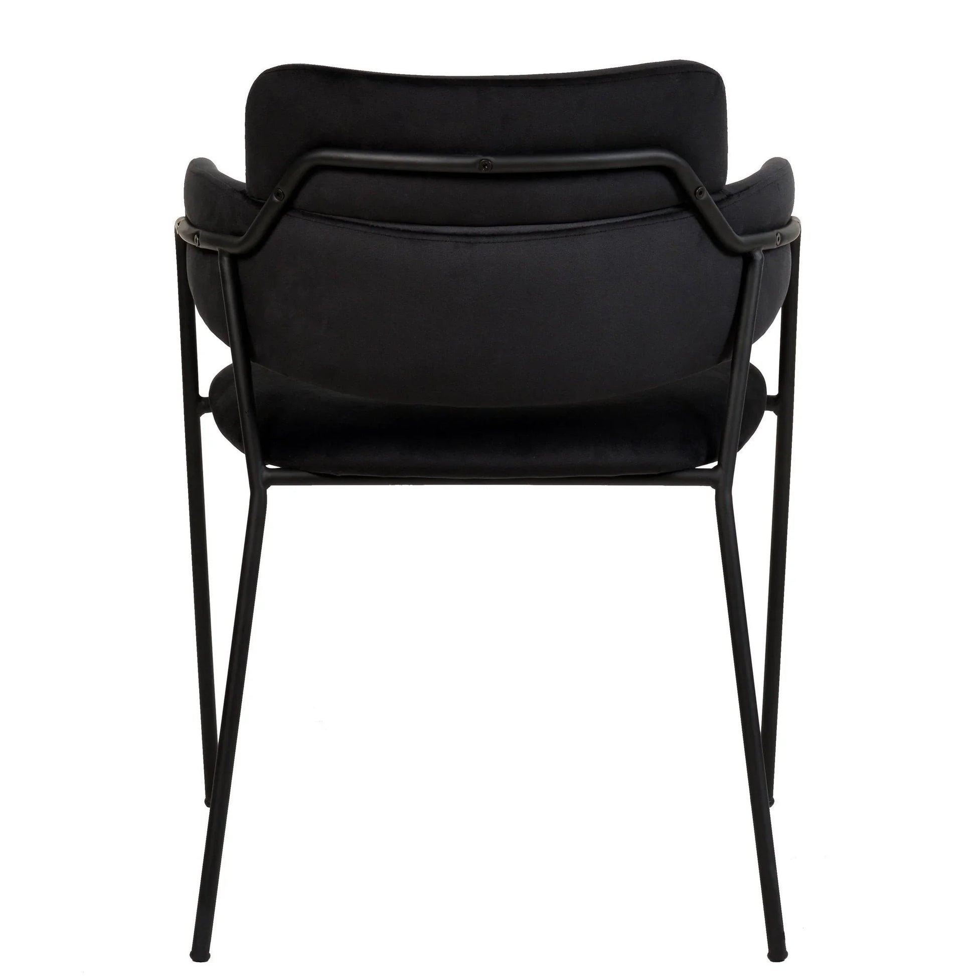 Axis Upholstered Dining Chair with Curved Open-Back and Arms and Black Stainless Steel Legs - Elax Furniture