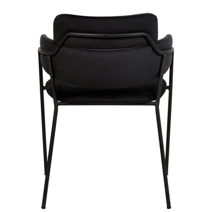 Axis Upholstered Dining Chair with Curved Open-Back and Arms and Black Stainless Steel Legs - Elax Furniture