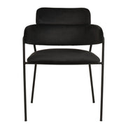 Axis Upholstered Dining Chair with Curved Open-Back and Arms and Black Stainless Steel Legs - Elax Furniture