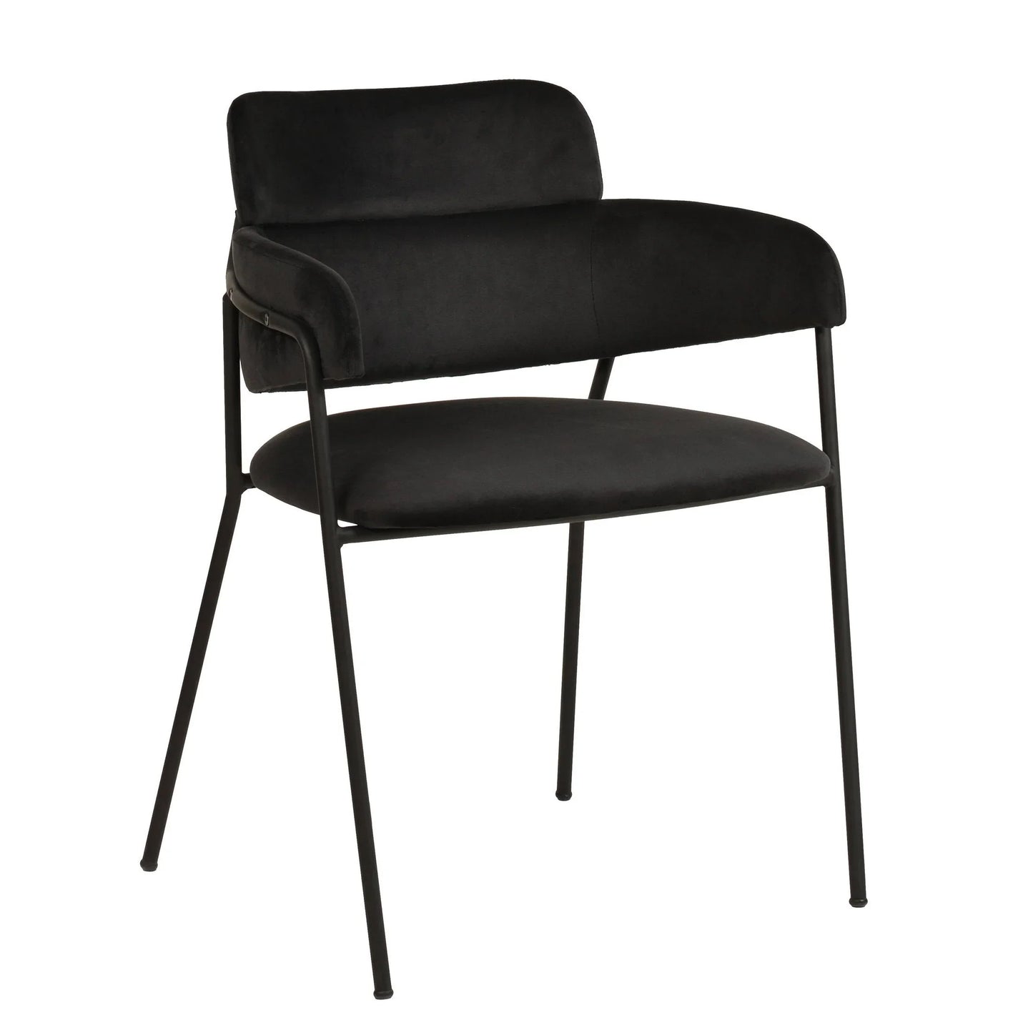 Axis Upholstered Dining Chair with Curved Open-Back and Arms and Black Stainless Steel Legs - Elax Furniture