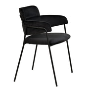 Axis Upholstered Dining Chair with Curved Open-Back and Arms and Black Stainless Steel Legs - Elax Furniture