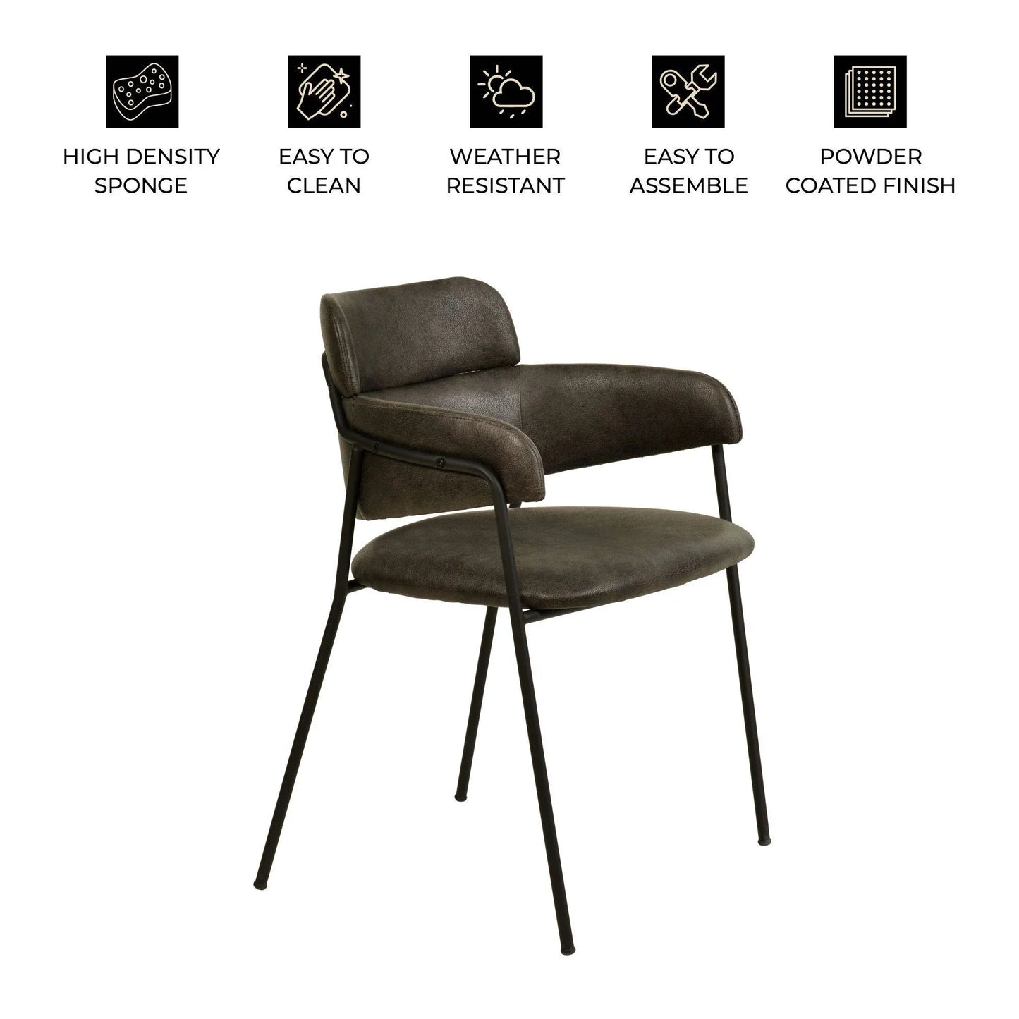 Axis Upholstered Dining Chair with Powder-Coated Stainless Steel Legs Set of 2 - Elax Furniture