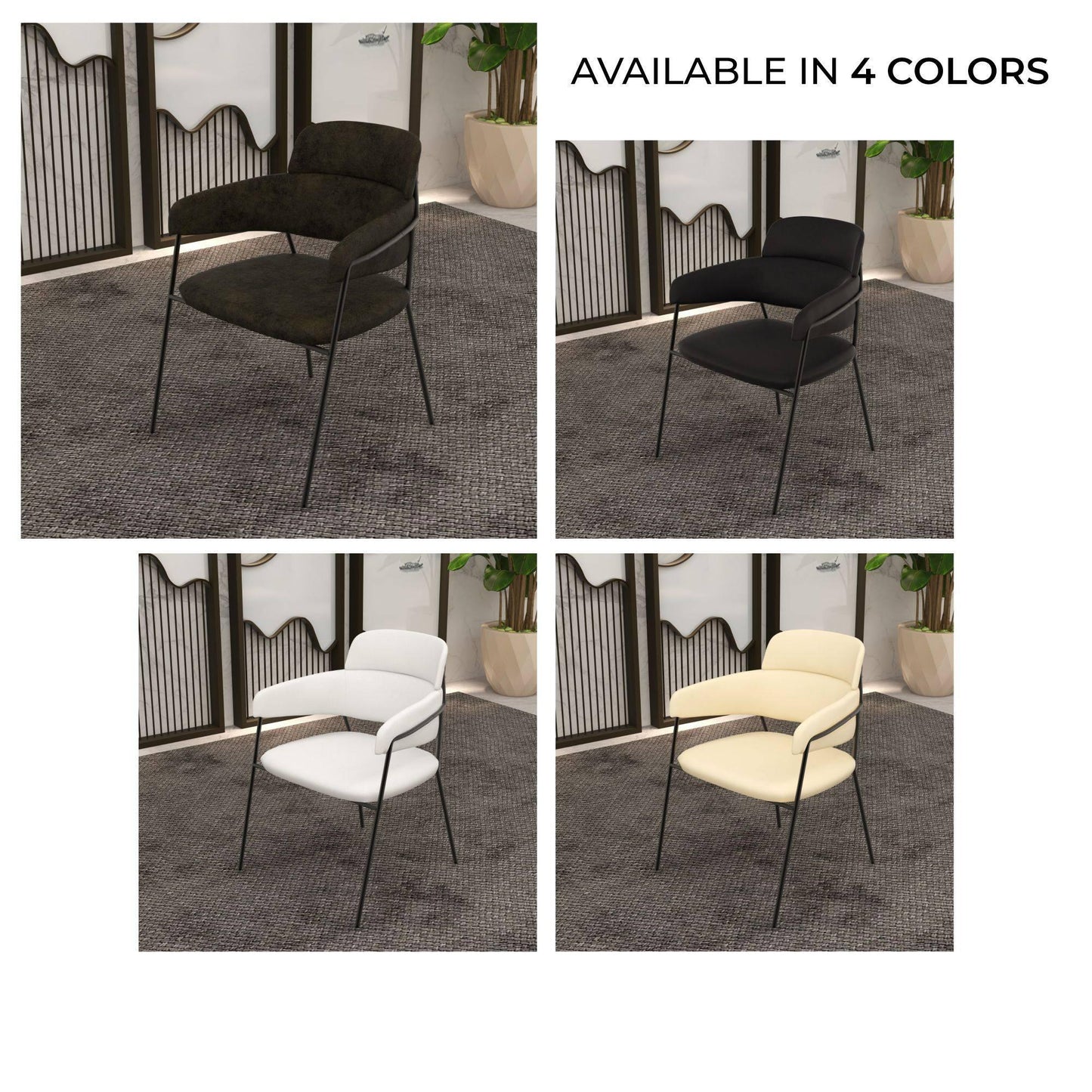 Axis Upholstered Dining Chair with Powder-Coated Stainless Steel Legs Set of 2 - Elax Furniture