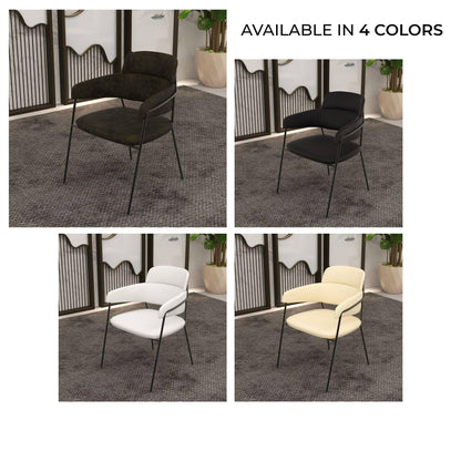Axis Upholstered Dining Chair with Powder-Coated Stainless Steel Legs Set of 2 - Elax Furniture