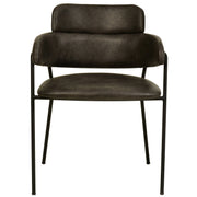 Axis Upholstered Dining Chair with Curved Open-Back and Arms and Black Stainless Steel Legs - Elax Furniture