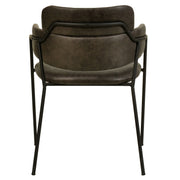 Axis Upholstered Dining Chair with Curved Open-Back and Arms and Black Stainless Steel Legs - Elax Furniture