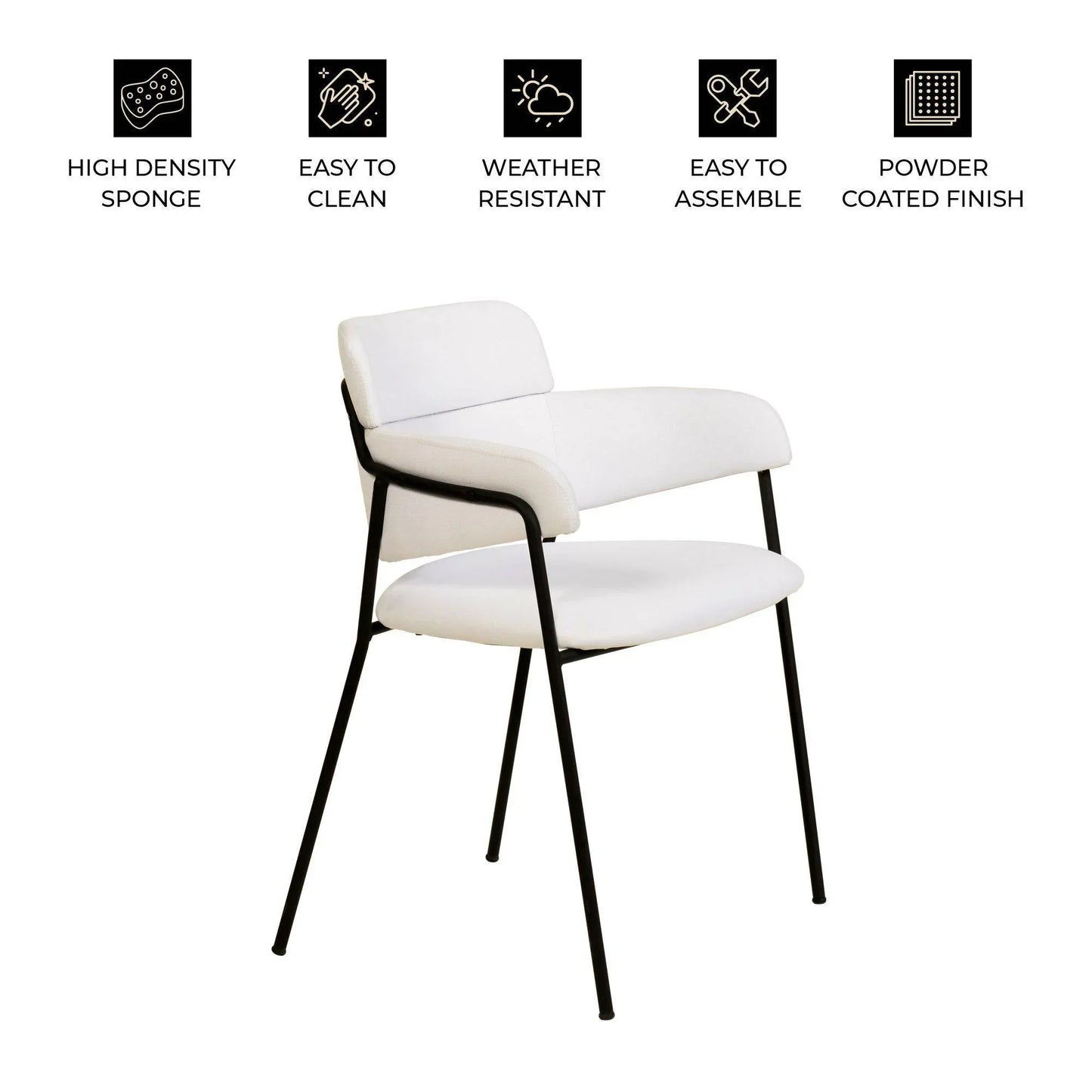 Axis Upholstered Dining Chair with Powder-Coated Stainless Steel Legs Set of 2 - Elax Furniture