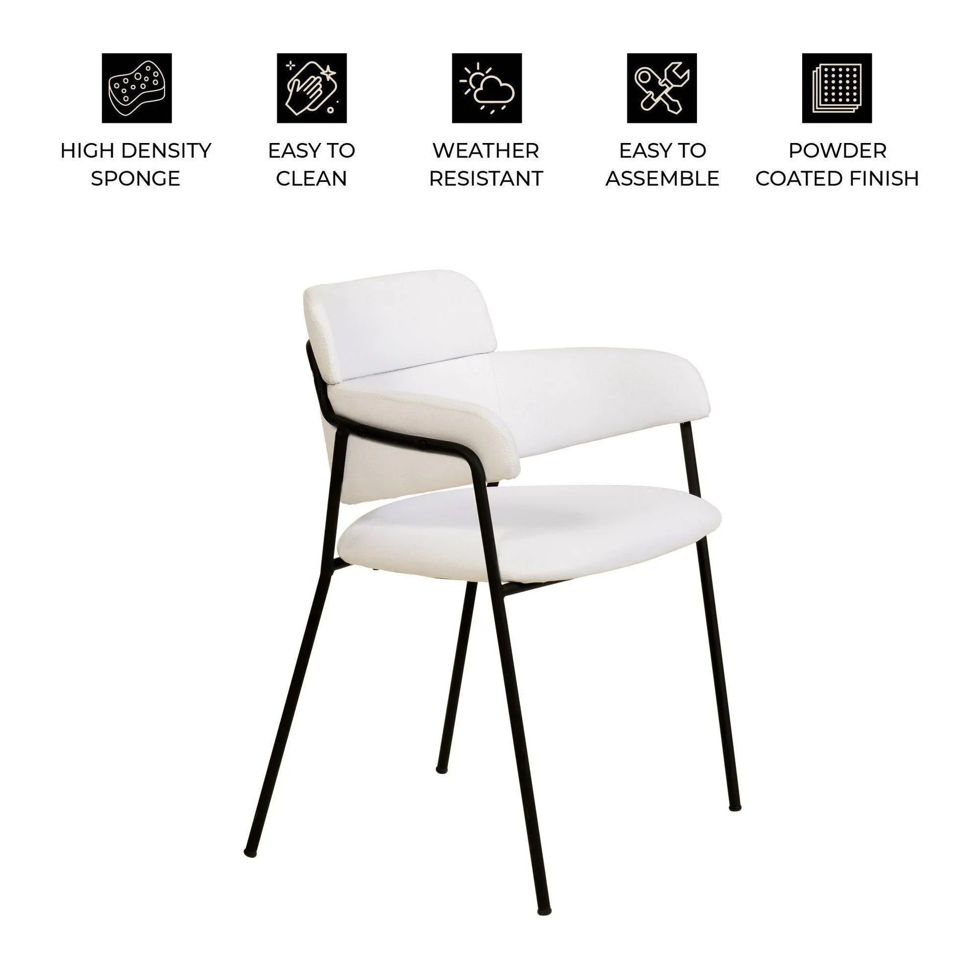 Axis Upholstered Dining Chair with Powder-Coated Stainless Steel Legs Set of 2 - Elax Furniture