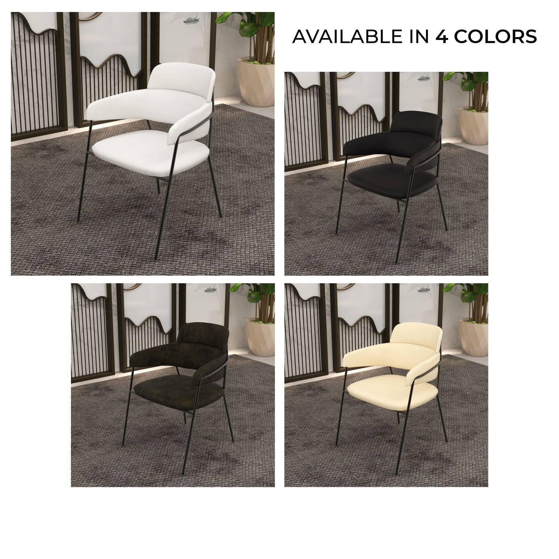 Axis Upholstered Dining Chair with Powder-Coated Stainless Steel Legs Set of 2 - Elax Furniture